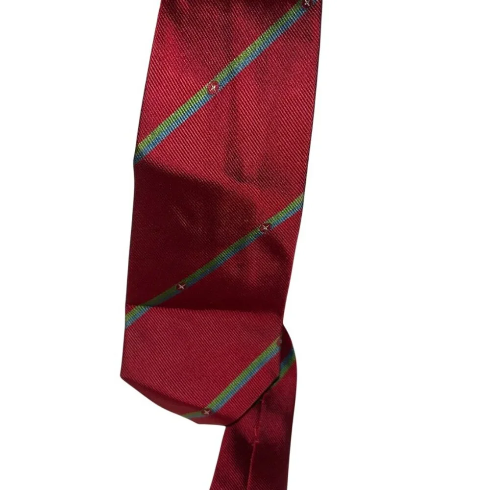 Gucci Italy red green blue cross stripe 100% silk Italian desginer mens tie